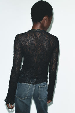 LACE LONG SLEEVE TOP - Zara фото 3
