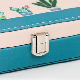 Шкатулка кожзам для украшений Растения в горшочках сине-розовая 5х15х10 см - Simaland фото 4