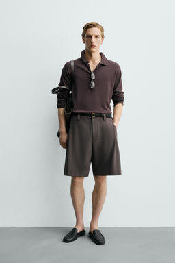 BERMUDA RELAXED FIT PLIEGUES LATERALES / Chocolate