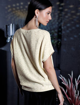 Джемпер с цельнокроенным коротким рукавом из хлопковой пряжи с пайетками - Vilatte фото 3