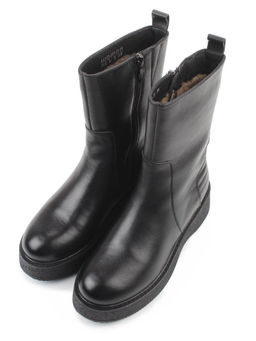 02-M45-73 BLACK Полусапоги зимние женские (натуральная кожа, натуральный мех)