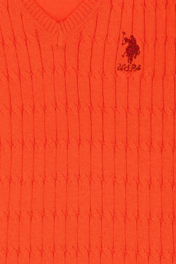 U. S. Polo Assn / Оранжевый базовый свитер для девочки - U.s. polo assn фото 3
