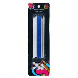 Набор свечей для торта 6 шт.с подставкой, FNtastic 12,5 см., парафин, арт. 506-221