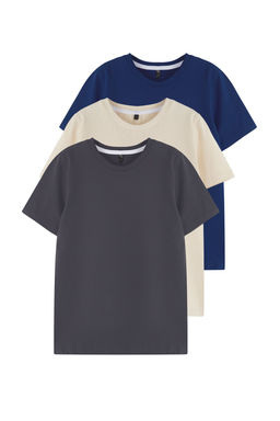 Siyah-Beyaz-K?rm?z? 3lu Erkek Cocuk %100 Pamuk Basic K?sa Kol Orme T-Shirt TKDSS25TS00021 - Trendyolmilla фото 4