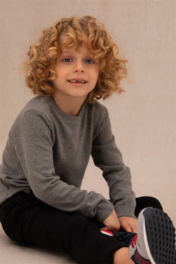 U. S. Polo Assn Серый меланжевый базовый свитер с круглым вырезом для мальчиков - U.s. polo assn фото 5