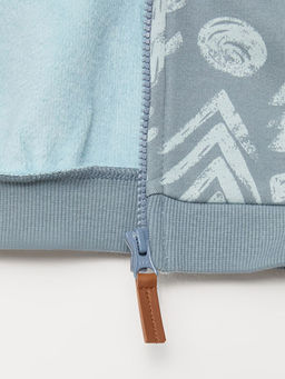 Kap??onlu Uzun Kollu Bask?l? Erkek Bebek Fermuarl? Sweatshirt - Waikiki фото 3