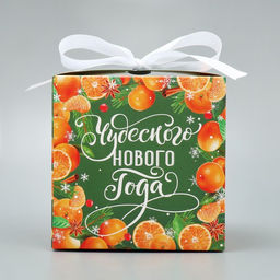 Коробка складная Чудесного нового года, мандарины, 12 12 12 см - Дарите счастье фото 3