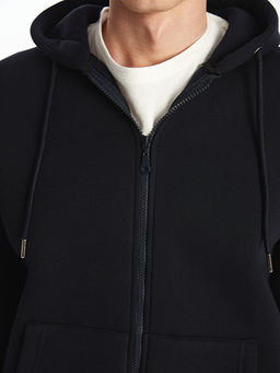 Kap??onlu Uzun Kollu Erkek Fermuarl? Sweatshirt