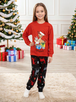 Пижама детская красная/черная олень ПЖ-1818 (110, 60)