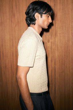 Polo en punto trenzado Regular Fit - H&m фото 3