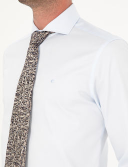 Голубая классическая хлопковая рубашка приталенного кроя - Cacharel фото 7