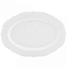 "Совершенство" Блюдо овальное фарфоровое 350х246х27мм, белый, рельефный декор, волнистый край (Китай)