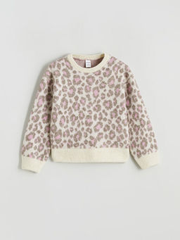 Leopar Desenli K?z ?ocuk Triko Kazak