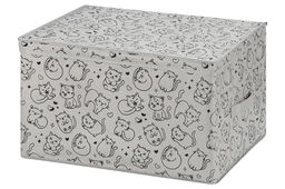 Короб складной для хранения 50*40*30 см Котик черный на сером + 2 ручки