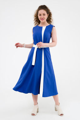 Платье с поясом василек