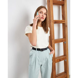 Футболка женская однотонная MINAKU REGULAR FIT: цвет экрю, р-р 46