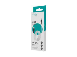 Кабель Type-C - USB, 1 м, "Vixion VX-07c" (GS-00028521) белый, 2.4А, усиленный