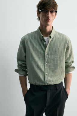 Рубашка CAMISA ESTRUCTURA CUADROS зеленая