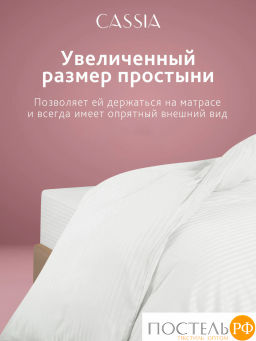 Простыня CASSIA ЛЮКС Страйп сатин хлопок-сатин бел.  фото 4