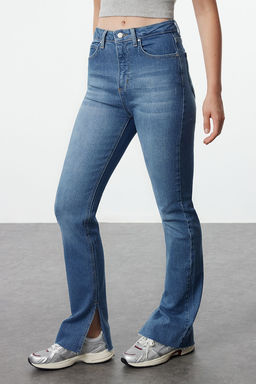 TRENDYOLMILLA Siyah Y?rtmacl? Yuksek Bel Flare Jeans TWOAW22JE0382  фото 18
