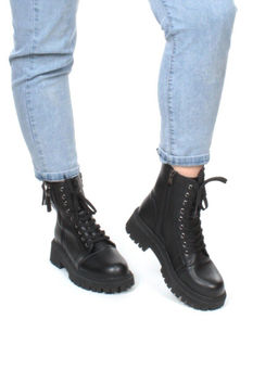 01-5275-1 BLACK Ботинки демисезонные женские (натуральная и искусственная кожа, байка)