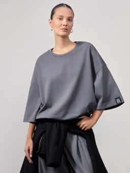 Футболка оверсайз из плотного хлопка / Zarina  фото 2