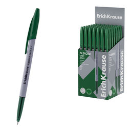 Цена за 50 шт. Ручка шариковая ErichKrause Slender® Stick Grey 0.7, Super Glide Technology, цвет чернил зеленый (в коробке по 50 шт.)