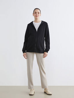 Kap??onlu Kad?n Kal?n Fermuarl? Sweatshirt