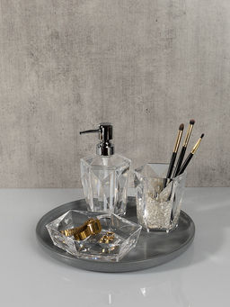 Диспенсер для жидкого мыла 400 мл прозрачный акриловый пластик, полипропилен - Denastia фото 2