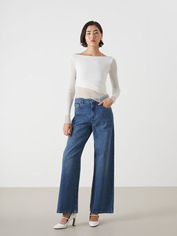 Kay?k Yaka Dantel Detayl? Kad?n Bluz