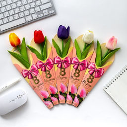 Ручка прикол, шариковая, синяя паста, 1.0 мм 8 марта:Тюльпан МИКС