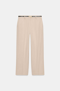 PANTAL?N RECTO CINTUR?N / Beige