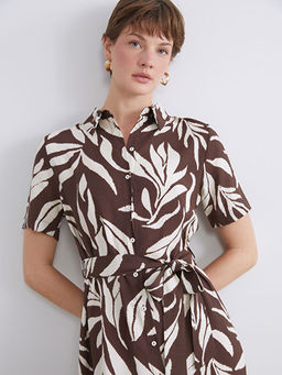 Desenli Ku?akl? G?mlek Elbise