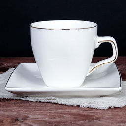 Чайный набор 12 предметов 220 мл квадратная форма MS / TC08L-12G 180 /уп 8/ костяной фарфор металл подставка - Галеонтрейд фото 6