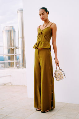 Pantal?n cut-out en mezcla de lino - H&m фото 3
