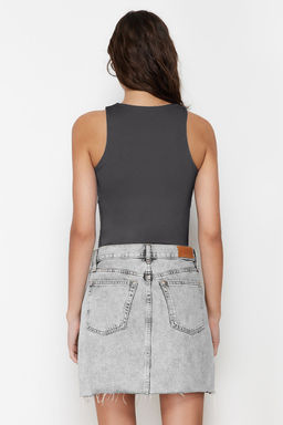 Antrasit Halter Yaka Vucuda Oturan Esnek Alttan C?tc?tl? Orme Body TWOSS20BD0044