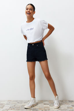 TRENDYOLMILLA Ac?k Mavi Y?rt?kl? Denim Sort TWOSS22SR00047  фото 4