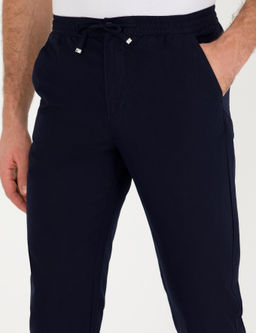 Темно-синие брюки из льняной ткани морковного кроя - Cacharel фото 12