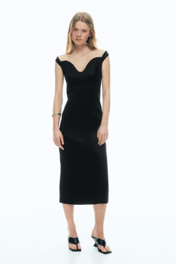 Vestido off-the-shoulder entallado - H&m фото 3