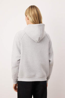 Kahverengi Yar?m Pat Fermuarl? Dikis Detayl? Oversize/Genis Kal?p Orme Sweatshirt TWOAW26SW00222 - Trendyolmilla фото 8
