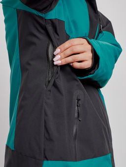 Горнолыжный костюм женский большого размера зимний темно-зеленого цвета 02366TZ - Chunmai фото 7