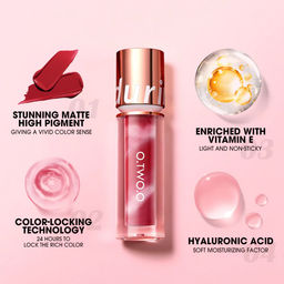 SC057-01 O.TWO.O Водостойкая матовая помада New Trending Lip Gloss 2,5g  фото 2