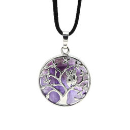 Кулон Дерево двухсторонний в металле с аметистом 27*27мм