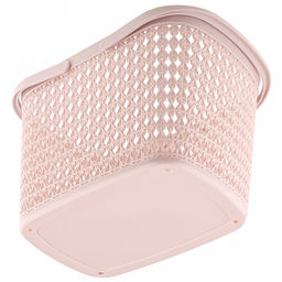 "Домашняя мода" Корзина пластмассовая для хранения "Вязанка" 26х18см h18см, с ручками, розовый (Китай)