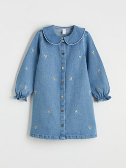 Bebe Yaka Nak??l? K?z ?ocuk Jean Elbise