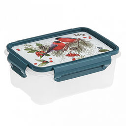 Контейнер для продуктов пластмассовый "Снегири" 0,75л, 16,5х11,6х6,5см, прямоугольный, подходит для СВЧ (Россия)