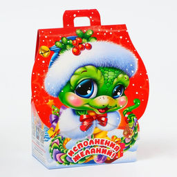 Цена за 5 шт. Подарочная коробка Новогодняя Домик Сладкая парочка с анимацией 12?8.5?17.5 см - Simaland фото 2