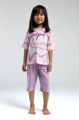 K_z _ocuk Lila Pijama Tak_m_ Sepette S_rpriz _ndirim - U.s. polo assn фото 6