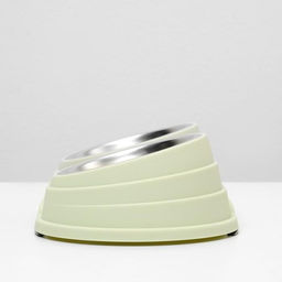 Миска металлическая двойная наклонная на пластиковом основании, 28.5157 см, зелёная - Пижон фото 5