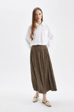 A Kesim Basic Duz Saten Maxi Etek